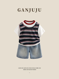 BOGUXIONG | Striped Two-in-One Style Summer Short Sleeve Set for Boys