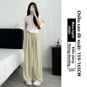 XIANYIJIAO | Quần âu rộng chân Acetate giấm Mới Hè Drape thẳng Casual nhỏ nhắn