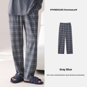 THREEGUN | Cotton Plaid Comfortable Mens Lounge Pants