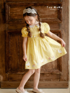 toz mama | Animal Embroidery Bubble Sleeve Dress For Baby Girl Summer