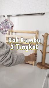 Asta Rak Kayu Dapur Bumbu Susun 2 Tingkat Minimalis Serbaguna