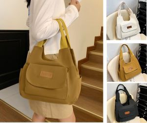 Aldawaar Fashion Travel Dinner OfficeTote Women Canvas Casual Bucket Shoulder Bag Women Handbag Beg Tangan Wanita 6Y3