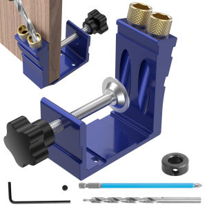 ชุดเจาะรูแบบปรับได้ Pocket Hole Jig พร้อมตัวกำหนดตำแหน่งเจาะ 15 องศา สำหรับงานไม้