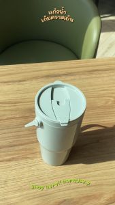 [พร้อมส่ง]แก้วน้ำ 2 ชั้นมีหูหิ้ว เก็บความเย็น สีพาสเทล 800ml PN1072UT