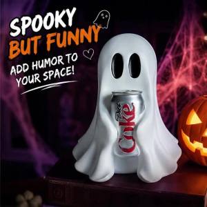 Ghost Holding Soda Can Resin Statue Spooky Ghost Drink Holder Figurine Halloween Desktop OrnamentFunny Ghost Table Home Decor