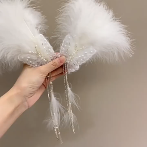 YADORNOS 2PCS -Melody Hair Clip - Jepit Rambut Jepit Juntai Bulu - AKsesoris Hijab - Mahkota Kupu Mtiara