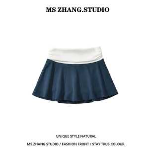 Váy Ngắn Tennis Mini Ngắn Cạp Cao Cho Nữ Thiết Kế Chống Ánh Sáng Váy Ngắn Xếp Ly Màu Tương Phản Phong Cách Ballet Váy Ngắn