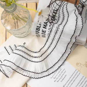 High Elasticity Black White Lace Gathers Wood Grain Edge DIY Clothes Sleeve Bottom High End Flower Edge Elastic Band