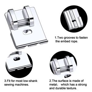 2PCSPiping Sewing Machine Presser Foot Fit for Most Domestic Low Shank Snap On Home Sewing Machine DIY Sewing Accessories