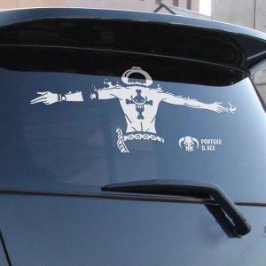 Car Stickers Straw Hat Luffy Anime ONE PIECE Reflective Sticker Laser Body Styling Auto Rear Windshield Motorcycle Car Waterproof Scratches Cover Bumper Door Decal