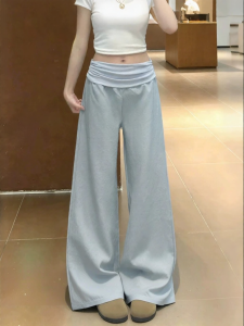Lightweight Blue Flip Waist Loose Summer Yoga Pants