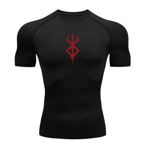 Anime Mens Compression Shirt Fitness Sport Running Tight Gym TShirts Athletic Workout Quick Dry Tops Tee Summer