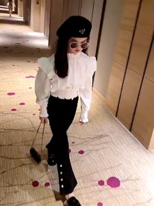 SSP85 - Setelan Set Anak Perempuan Blouse + Pants Denim Korean Style