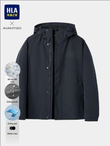 HLA | Áo Khoác Hooded Chống Thấm Nước Chống Gió Thiết Kế In Mới