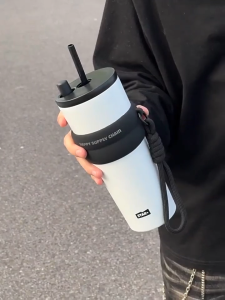 【Ucocolla】750ml Large Capacity Insulated Cup Portable Car Mounted Straw Water Cup For Women And Men