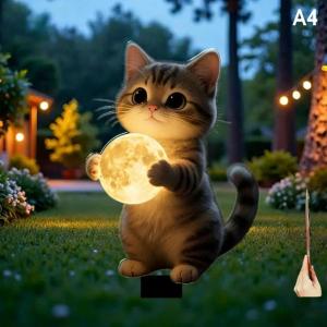 2D Flat Neon Color Cat Garden Stake Garden And Flowerbed Decor Animal Yard Decor Lawn Ornaments Great Gift For Friends▪