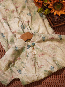 Elegant Young Chinese Style Cheongsam Velvet Long Dress Low Slit Short Sleeve Floral Patterned Daily Wear Retro Design