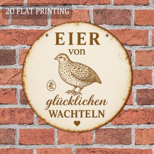 Vintage Metal Farm Sign Rustic Egg Kitchen Wall Art Cute German Country Gift