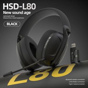 APAYADO | SMAILWOLF L80 Gaming Headset Bluetooth 2.4GHz Wireless Wired 40mm Drivers 600mAh Battery Detachable Microphone Mesh Ear Cushions