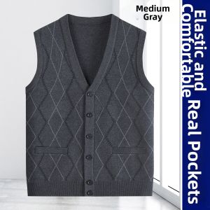 AOYUNNIAO | Middle-aged and Elder Mens Knitted Vest for Autumn and Winter Leisure
