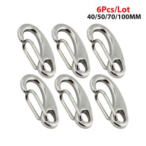 6pcs/Lot Egg Shape Snap Hooks Marine 304 Stainless Steel Multifunctional Hiking Camping Belt Carabiner Quick Release Hook