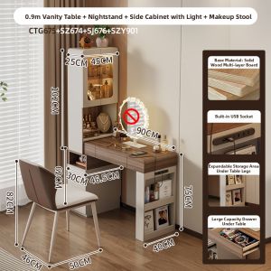 ZUNTONGGE | Expandable Wooden Vanity Desk Storage Combo