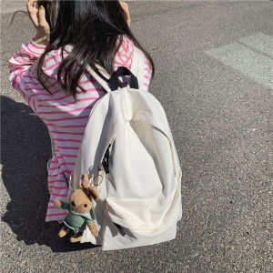 15.6-Inch Computer Schoolbag Minimalist Large Capacity Backpack Casual Backpack High School Student Pure Color All-Matching Japanese and Korean Style