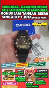 CASIO ORIGINAL - CASIO HDC-700-9AVDF - New - MEN - Black Gold - Resin Band - Jam dunia JD19ST # Jam Tangan Pria Cowok Anti Air Digital Analog + CASIO HDC 700 9A HDC-700 700 HDC700 HDC-700-9A $ WR1 STR BS7 HT7