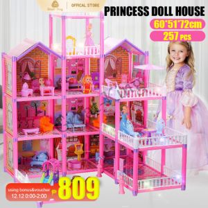 Great-King Doll House Five Storey Villa Dollhouse with gift colored packing