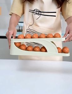 BB7 - Tempat Penyimpanan Telur Kulkas Otomatis // Rak Kotak Telur 2 Tingkat Storage Egg