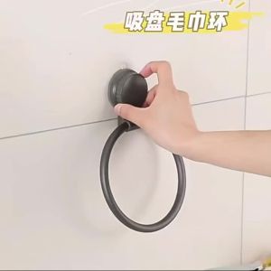 Suction Towel Rack Waterproof Rotatable for Bathroom Hand Towel Ring Sink Wall-Mounted Strong Hold Bathroom Organizer