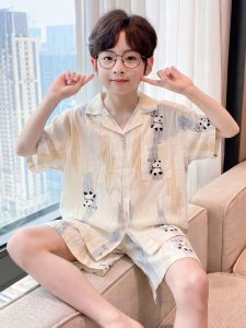 SHAPRA | Cute Panda Short Sleeve Summer Pajama Set Cloud Cotton
