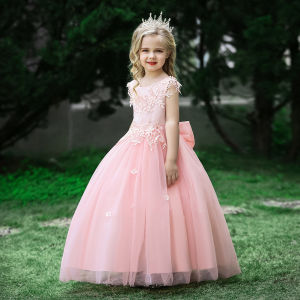 lontakids 5-14 Years Girls Floor Length Dress Wedding Party Pink White Blue Red Evening Formal Pegeant Dance Gown