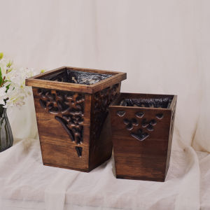 ถังขยะสไตล์จีนทำจากไม้ใช้ในบ้านห้องรับแขกห้องนอนห้องครัวถังเก็บของขนาดใหญ่ย้อนยุคเรียบง่ายสร้างสรรค์ถังขยะไม้