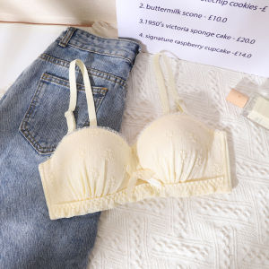 Adjustable Lace Bra Womens Gathered Small Chest Autumn Winter Thickened Half Cup Visible Chest Anti-Sagging No Steel Ring