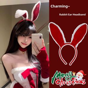 Christmas Party Cute Rabbit Ear Plush Hairband Womens Festival Costume Headwear Sweet Style Fresh out Fashion Accessories