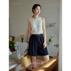 Polka Dot Knitting Camisole Womens Fall and Winter Back Shaping Base Inner French Style Retro Sleeveless Tops Spring Summer Outerwear