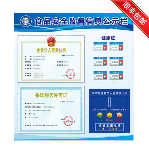 Three-In-One Frame Health Certificate Food Safety Information Announcement Board Catering Service Public Display Board