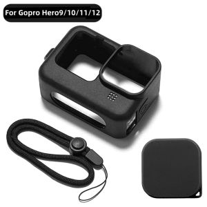 VeFly | Silicone Case for GoPro Hero 12 11 10 9 Black Tempered Glass Screen Protector Protective Film Lens Cap Cover for Go Pro 11 Case