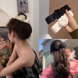 EMS fashion Hairpin Satin French Hair Clips Big Bows Women Ponytail Holder Sweet Barettes Fashion Headwear clip