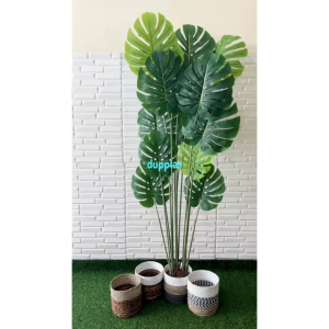 Pohon Artificial Tanaman Hias Monstera T180 Latex Cover Pot Seagrass Variasi Warna Dekorasi Kantor Hiasan Rumah Aesthetic