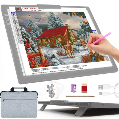 A4 Rechargeable Art Tracing Light Pad LED Drawing Board with Foldable Tilt Stand & Multi-Level Brightness for Diamond Painting