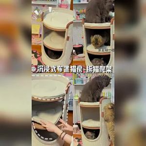 HOOPET | Two-tiered Enclosed Scratch Post Cat House