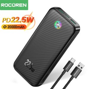 Rocoren Sạc dự phòng Power bank Rocoren PD35W 30000mah pin dự phòng màn hình Led tích hợp tích hợp 2 đầu sạc tiện dụngthích với Type-CiPhone