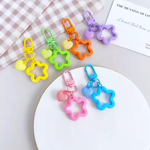 Acrylic Hollow Five Pointed Star love Pendant 10pcs Childrens Fun Keychain Pendant Wireless Headphone Cover Accessory