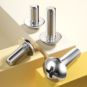 10Pcs 304 Stainless Steel Phillips Big Truss Head Screws M4 M5 M6 Mushroom Flat Head for Motorcycle/Scooter/ATV Plastic Covers