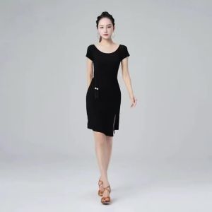 Women Short Sleeve Loose Soft Latin Dance Dress Adult Training Practice Stage Performance Costume Line dance clothing women