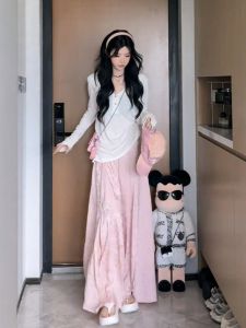 VKSOD | Elegant V-neck Thin Top High Waist Slimming Casual Drapey Floral Wide Leg Pants Set Pure Desire Lazy Style Clothing