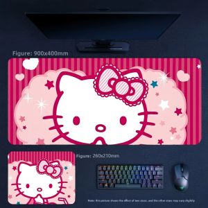 Sanrio | Korean Cute Style Decorative Table Mat Girls Cute Pink Hello Kitty Series Leather Mouse Pad Office High Value Leather Mouse Pad