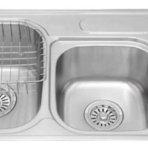 Chậu rửa bát Malloca MS1024 inox cao cấp chế tạo bán thủ công thiết kế 2 hố kèm bàn chờ tiện lợi